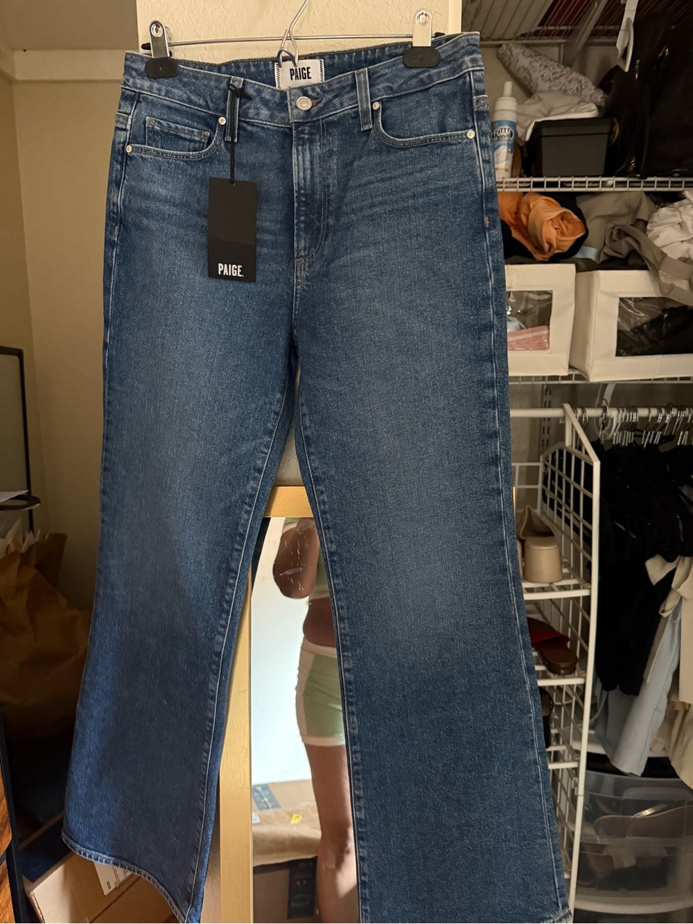 PAIGE Mid Wash Sofia Relaxed Flare Jeans